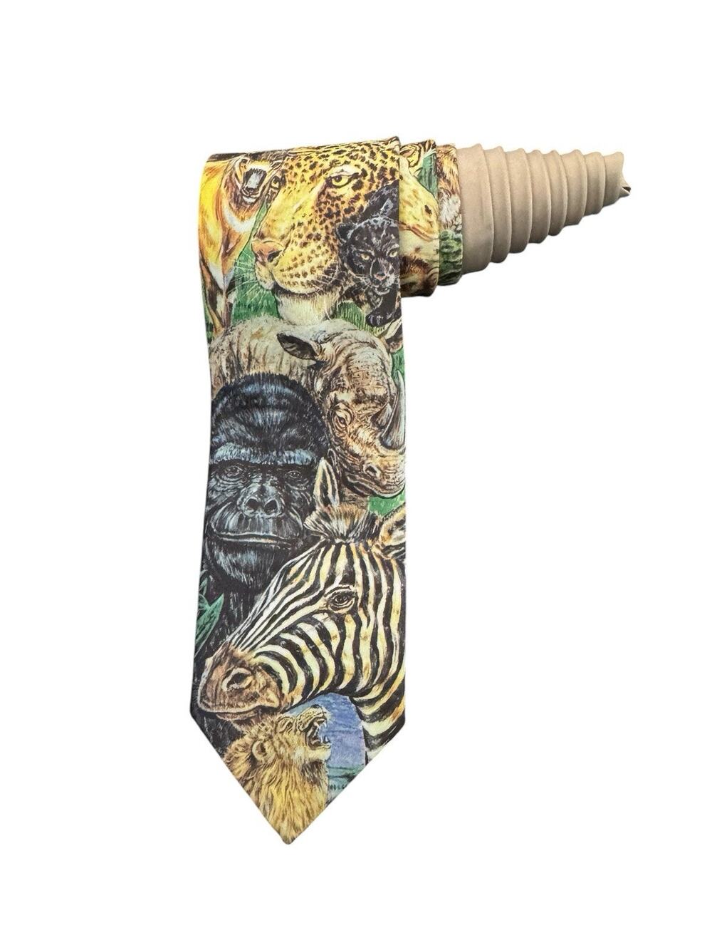 Ralph Marlin Serengeti Safari Animals Zebra Gorilla Rhino Novelty Necktie